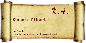 Korpos Albert névjegykártya