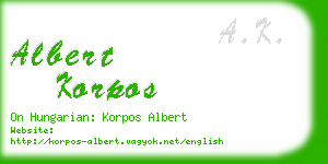 albert korpos business card